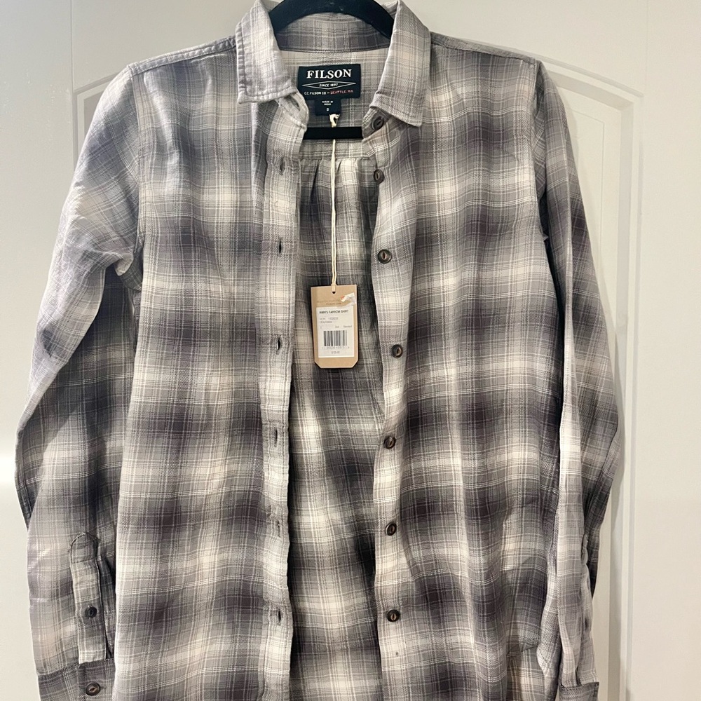 Filson Women’s Farrow Shirt Gray Ombre Plaid NWT